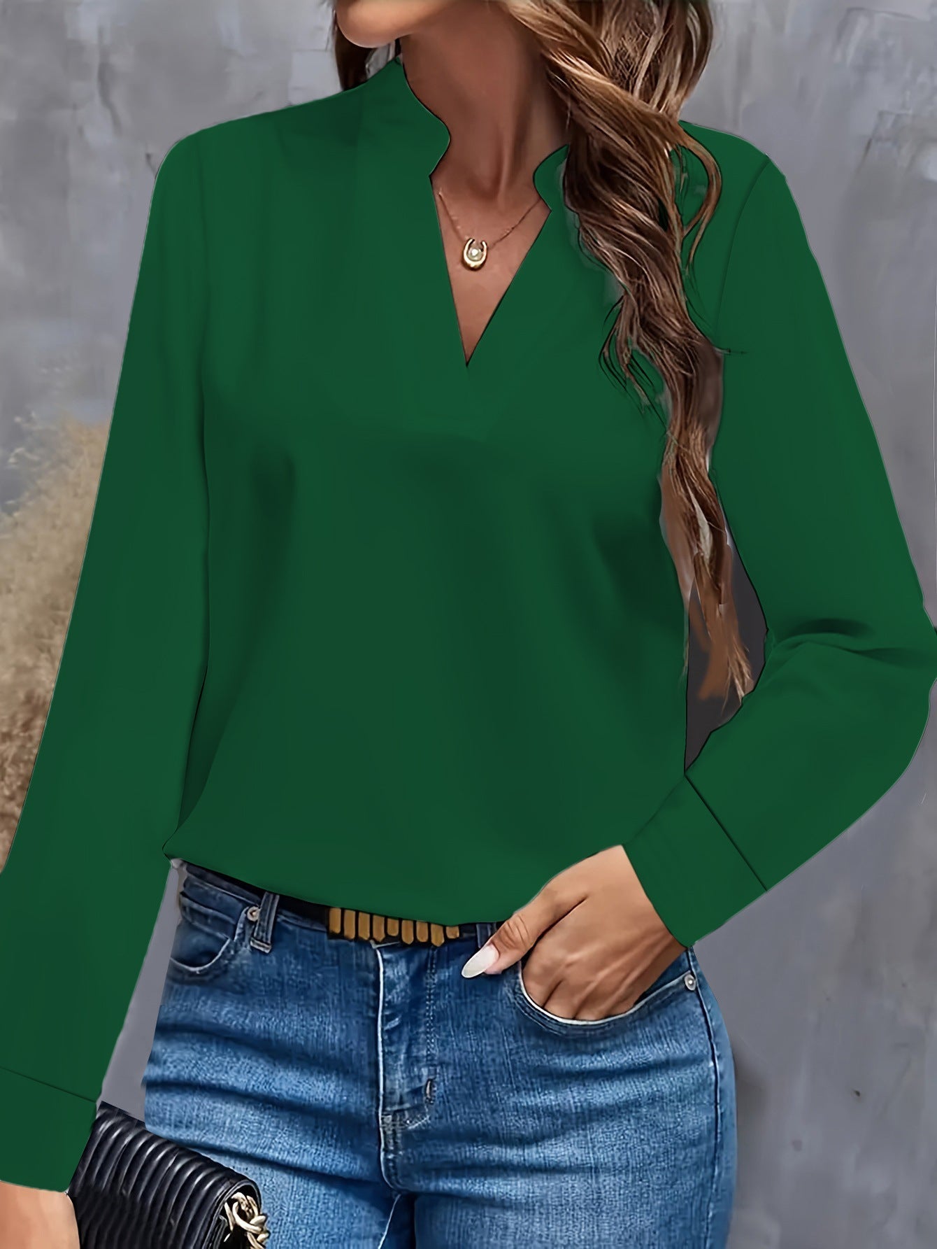 Anouk V - Ausschnitt Bluse - Bluse - Grün - Müller Mode