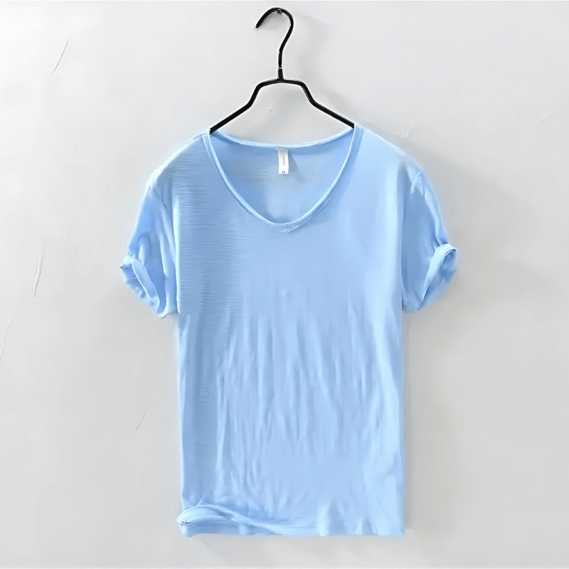 Boris V - Ausschnitt T-Shirt - Hemden - Himmelblau - Müller Mode