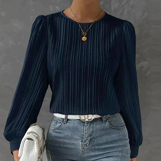 Carina - Bluse mit Streifen - Bluse mit Rundhalsausschnitt - Bluse - Marineblau - Müller Mode