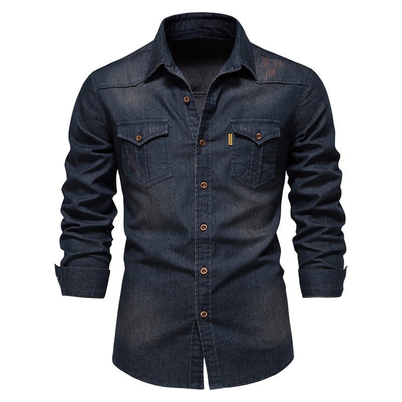 Isak Denim - Hemd mit Knopfleiste - Hemden - Marineblau - Müller Mode