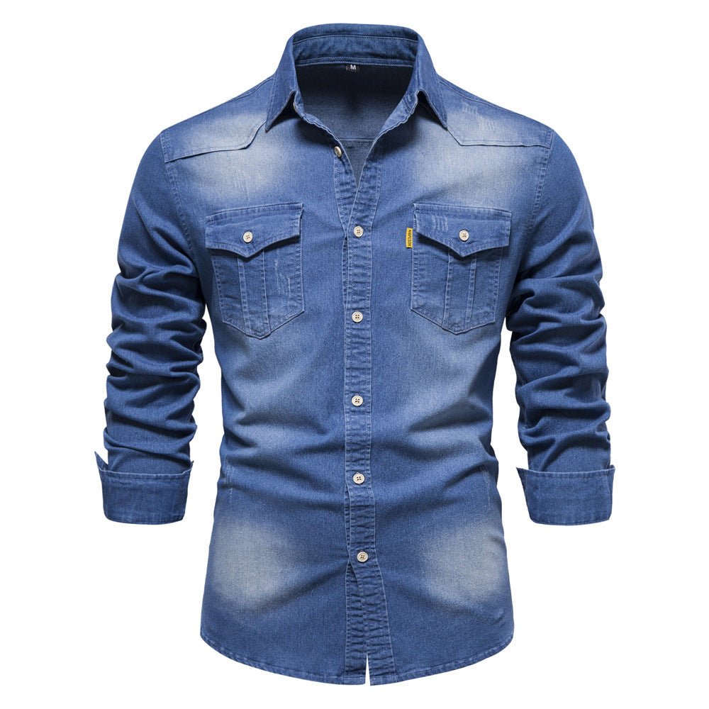 Isak Denim - Hemd mit Knopfleiste - Hemden - Mittelblau - Müller Mode