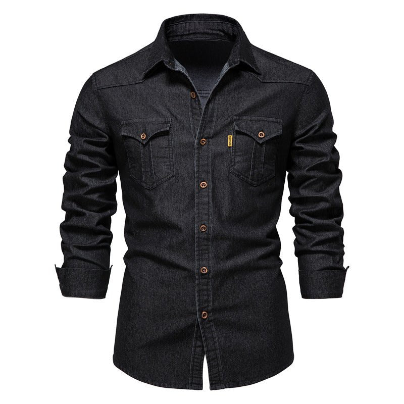 Isak Denim - Hemd mit Knopfleiste - Hemden - Schwarz - Müller Mode