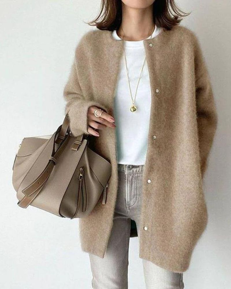 Letitia - Flauschige Strickjacke - Herbst - Oberbekleidung - Strickwaren - Beige - Müller Mode