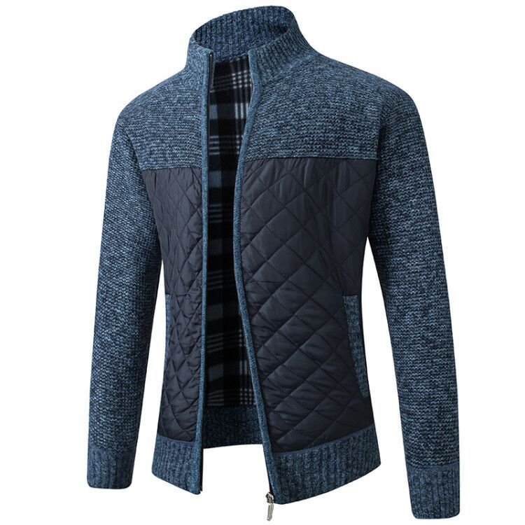 Uffe Slim - Fit Strickjacke mit Stehkragen - Strickwaren - Blau - Müller Mode