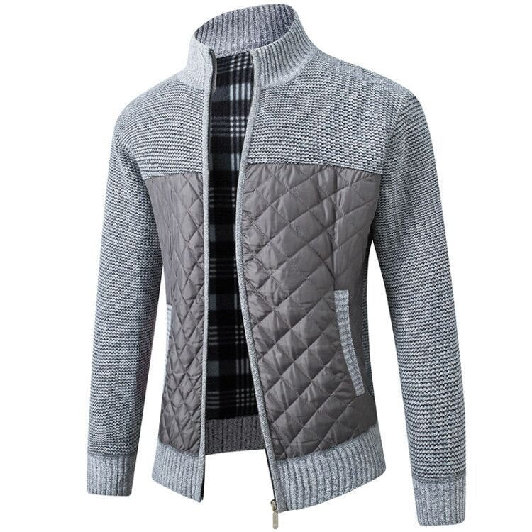 Uffe Slim - Fit Strickjacke mit Stehkragen - Strickwaren - Grau - Müller Mode